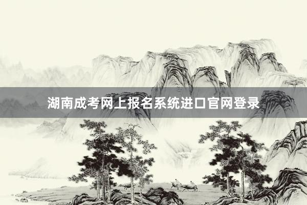 湖南成考网上报名系统进口官网登录